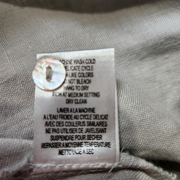 Shirt Dress Mini 100% Linen safari inspired Tan color Buttons Size S EFFETI MODA - Picture 9 of 13